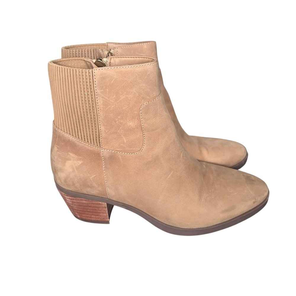 Vionic Shantelle Ankle Boots Womens 6 Tan Leather Orthopedic Comfort Booties